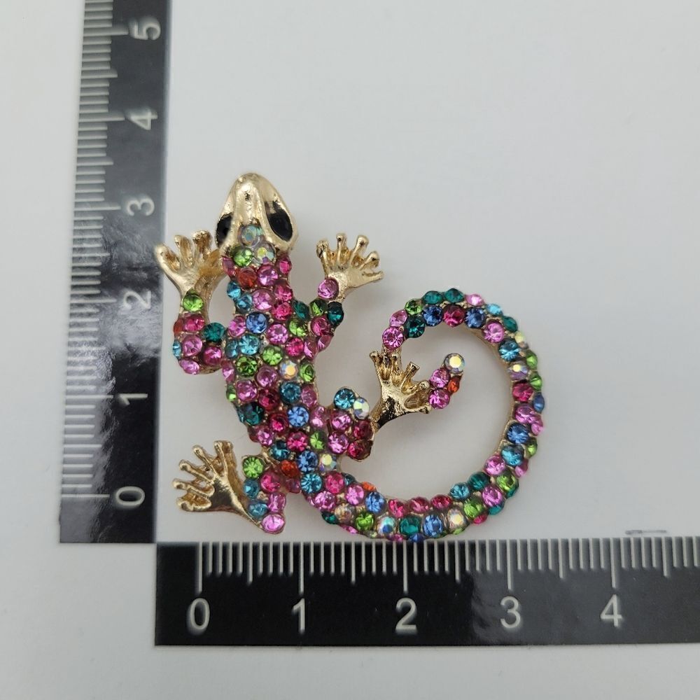 Brand New Colourful Rhinestone Lizard Pin Brooch - Picture 6 of 6